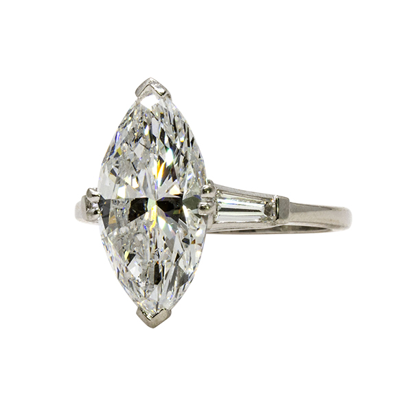 Platinum 0.77ct Marquise Cut Diamond Cluster Ring